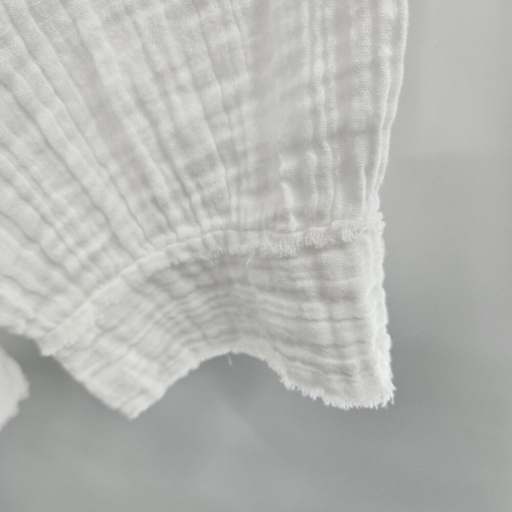 Natural Life White Gauze V-Neck Textured Cotton Long Sleeved Blouse Size Small - Picture 5 of 10